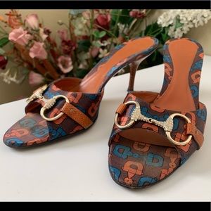 Gucci Satin Horsebit Crystal Mule Heels